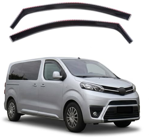 J&J AUTOMOTIVE GD Déflecteurs d'air et de Vent pour Toyota Proace Depuis 2016, Ensemble 2pcs, Teintés, Avant et Arrière, Aérodynamique