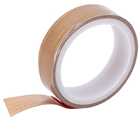 Ruban Adhésif de PTFE Ruban en Téflon Haute Température Ruban Bande de Téflon Résistant à la Chaleur à 300°C pour Machine à Emballer sous Vide, Scellage Manuel ou Impulsion 19mmx10m