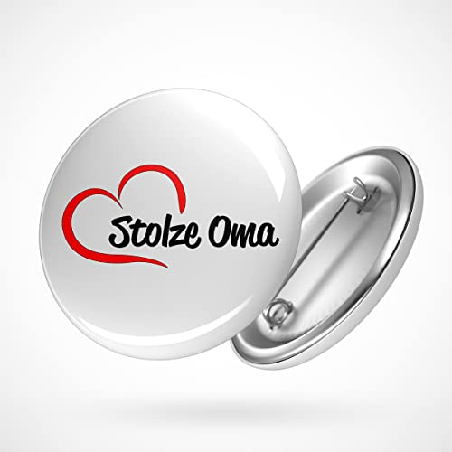 Huuraa Button Stolze Oma Herz Ansteck Pin 59mm mit Motiv für deine lieblings Menschen Geschenk Idee für Freunde und Familie