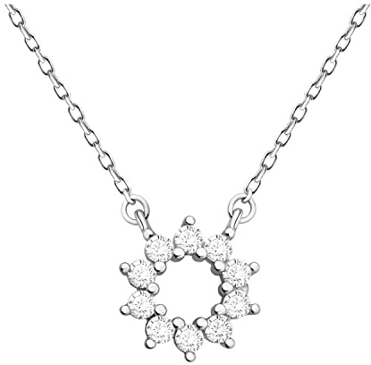 Sofia Milani - Damen Halskette 925 Silber - mit Zirkonia Steinen - Sonnen Kreis Anhänger