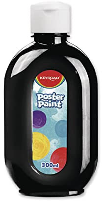 KEYROAD Temperafarben Plakatfarbe / 1 Flasche x 300 ml/Schwarz/Malfarben Bastelfarben für Kinder