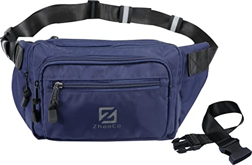 Bauchtasche Gürteltasche für Damen und Herren Hüfttasche Wasserdicht mit Verstellbarem Schnallenriemen für Hundespaziergang Laufen Wandern Joggen - Blau