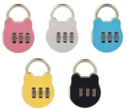 5 Stück Cartoon Mini Lock, kleines Schließfachschloss, Farbschloss, Koffer, Kombinationsschloss, für das Fitnessstudio im Freien (5 Farben)