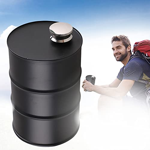 Flasque militaire en forme de drapeau pour homme, bouteille d'eau de voyage, avec anti-fuite, pot de vin pour le sport, le camping, la randonnée, cadeau pour homme (noir)
