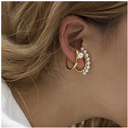 Inateannal Perlenohrringe Gold Perlenohrringe Perle C Form Ohrringe Vintage Kreis Perlenstecker Ohrringe Schmuck Für Frauen Und Mädchen