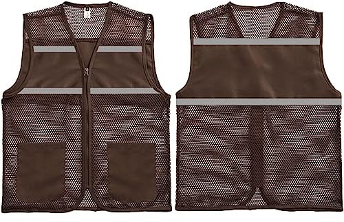 ZUMAHA Reflektierende Weste, trockene Sicherheitsweste, atmungsaktiv, reflektierendes Netz, Sicherheit, hohe Sichtbarkeit, mit Taschen, Reißverschluss, Konstruktionsweste