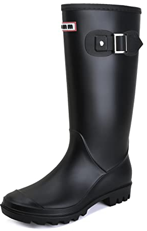 Rumkok Stivali Pioggia Donna, Leggere Comode Giardinaggio Scarpe, Antiscivolo Da Pioggia Stivaletti, Nero, 38 EU