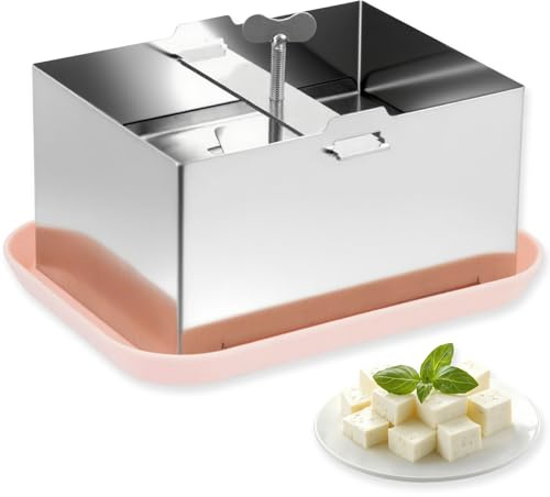 Mageeki Tofu Press, Tofu Press Stainless Steel with Cheese Cloth and Drip Tray for Homemade Firm Tofu, Paneer Maker & Cheese Press - Efficient Water Removal, Dishwasher Safe