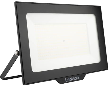Ledvion LED-strålkastare, inkl. 0,5 m kabel, 200 watt LED-strålkastare, 4 000 K bred stråle, 24 000 lumen arbetsljus, utomhusstrålkastare IP65 vattentät, vidstråle med snabbkoppling