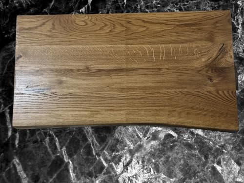Generisch Waschtisch Platte 100 cm lang Holzplatte massiv Holz Aufsatzbecken Waschbecken Naturkante Eiche DUNKEL Neu