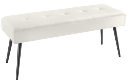 Riess Ambiente Sitzbank Boutique - 100cm - Champagner - Samt Metall-Gestell | montiert geliefert, hohe Belastbarkeit, hoher Komfort, pflegeleicht, Industrial Design, angenehme Haptik