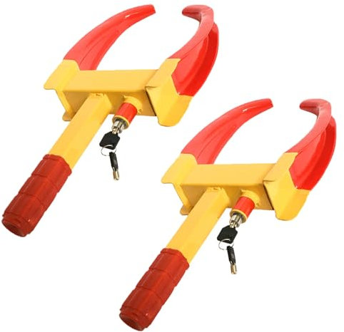 Sleeleece Wegfahrsperre Radkralle Reifenkralle,Parkkralle Diebstahlsicherung Radschloss mit 2 Schlüsseln,Parkkralle mit Sicherheitsschloss 17-26 cm Diebstahlsicherung Wegfahrsperre für PKW(2 Stück)