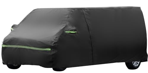 Telo copriauto completo per VW T5 T6, 300D, impermeabile, per tutte le condizioni atmosferiche, sole, neve, pioggia, polvere, UV, grande copertura per auto, con cerniera laterale e fasce antivento