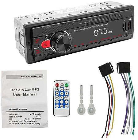 yomoe Autoradio universale per auto, singolo rumore, Bluetooth, USB, AUX, in cruscotto, radio FM, ricevitore multimediale per auto, lettore MP3