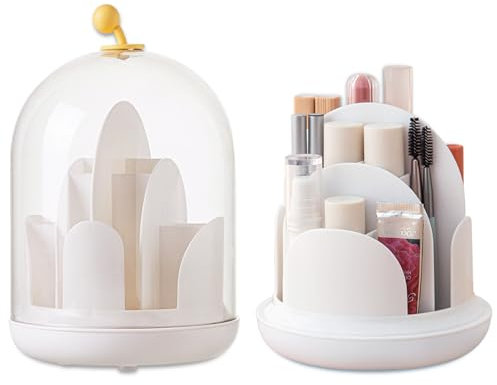 WithFlying Kosmetik Make Up Organizer 360° Drehbar Aufbewahrungsbox Drehbarer Kosmetikorganizer Kosmetik Make Up Organizer Drehbarer Pinselhalter Makeup Aufbewahrung mit deckel Badezimmer