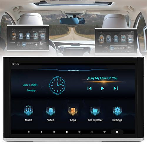 QIeAny Auto-Kopfstützen-Player, Auto-TV Für Die Rücksitze, 10,1-Zoll-IPS-Touchscreen, Unterstützt Kabellose Telefonverbindung/Mirror-Link, Octa-Core-Prozessor + HDMI-Eingang, Für Alle Autos,A