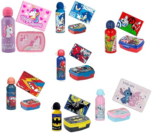 Characters Cartoons Set fiambrera con botella y mantel plegable varios personajes (Froze)