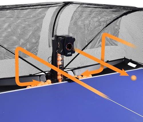 WAYMARK Table Tennis Robot Machine Ping Pong Robot with Net S6PRO Ping Pong Machine for Training Practice Come with 100 40mm+ Balls
