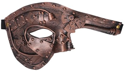 Aroncent Venezianische Masquerade Steampunk/Römische Krieger Maske: Herren Roboter Halbmaske für Karneval Halloween Musikfestivals Ritterliche Italienische Kostümmaske, Silber/Bronze