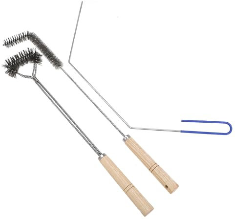 3 Pcs Fryer Cleaning Tools - L Shaped Stainless Steel Bristles Deep Cleaning Brush and Rod for Restaurant Air Fryer