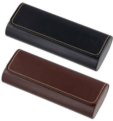 Amexo 2 Stücke Brillenetui hardcase, Tragbar leicht wasserdicht PU leder brillenetui, Druckbeständig und langlebig brillenetui Herren Damen für die meisten Brillen und Sonnenbrillen