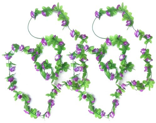 DOWNDRIFT Blumengirlande Künstliche 2 Stück Kirschblüten Girlande Blumenrebe Blumengirlande Frühling Hängend Gefälschte Blumen Pflanzen Dekoration für Hochzeit Zuhause Garten Wände(lila)