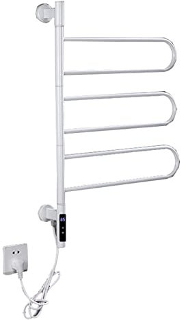 WDWDW Scaldasalviette Elettrico, scaldasalviette Elettrico, scaldasalviette Elettrico a Parete in Acciaio Inox 304, Girevole a 181°, scaldasalviette Elettrico a Parete in Acciaio Inox