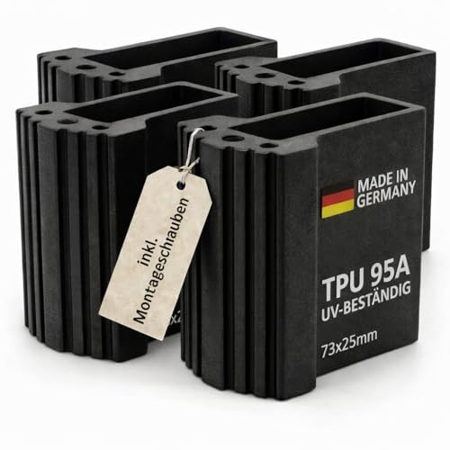 DRUCK SOLUTIONS Leiterfüße 4er Set | Ersatzfüße Aussenschuhe aus TPU für Traversen & Aluleitern — rutschfest, UV-Beständig, Hitzebeständig bis 90°C | Made in Germany | inkl. Befestigungsschrauben