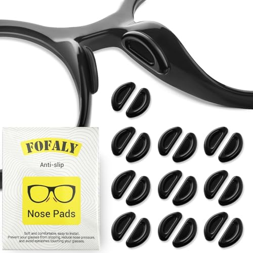 FOFALY Lot de 10 paires de plaquettes de nez antidérapantes en silicone souple pour lunettes de soleil - Coussin confortable pour lunettes de vue complètes - Réduit la pression et empêche le