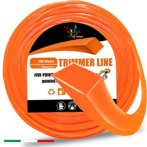 ARMERIAONLINE SINCE 1999 100 mt Bobina Filo Decespugliatore Professionale in Nylon Resistente Rinforzato Tagliabordi Tagliaerba 3mm 4 MM Quadrato Tondo Diamante (100 Metri Quadrato 4mm)