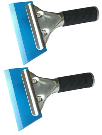 Zerodeko Set 2 Raschietti in Gomma Per Adesivi Auto, Strumento Raschietto Per Rimuovere Pellicola Manico in Acciaio Inox, Raschia-neve Per Vetri Auto, Flessibile e Senza Danni a Vernice