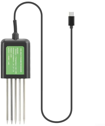 USB 7 in 1 Soil Sensor for Measuring Soil Moisture, pH, Temperature, Conductivity, Humidity and Nutrients with USB Power, Compatible with Devices