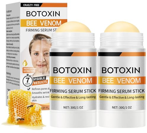2PCS Bee Venom Firming Serum Stick - Bienengift Creme - Boto Bienengift Faltencreme & Bienengiftsalbe Gegen Falten für Schlaffe Gesichtshaut, Bee Venom Anti Falten Creme für Hebt & Strafft Haut