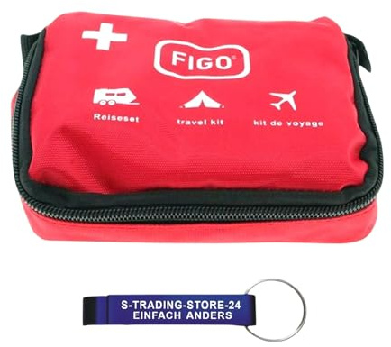 Erste Hilfe Set Figo Tasche Verbandsmaterial Notfall Kit Outdoor Fahrrad Camping wandern 39-teilig + Flaschenöffner blau 1 Stück