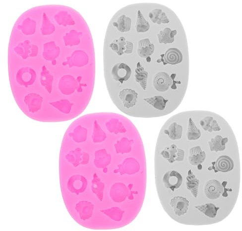 FUNNETOYU 4 Pezzi Stampi in Silicone per Dolci Forme Gelato Lecca-lecca per Decorazioni Torte e Cioccolato Antiaderenti Resistenti Temperature Sicuri per Alimenti