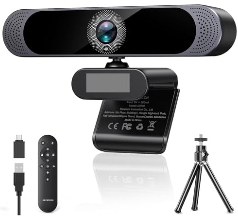 AYJYZHIAG Webcam DW49-PRO 4K HD avec télécommande Automatique for PC et Mac, Streaming, appels vidéo, Zoom, Skype Teams