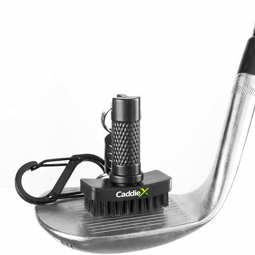 CaddieX smarte Mini-Golfschlägerbürste, Golfschläger Bürste mit CaddieMag Abnehmbarer Magnet, robuste Nylonborsten Golfbürste verwendet von Golf Pros an Golftasche, Trolley und Hose | Light Weight