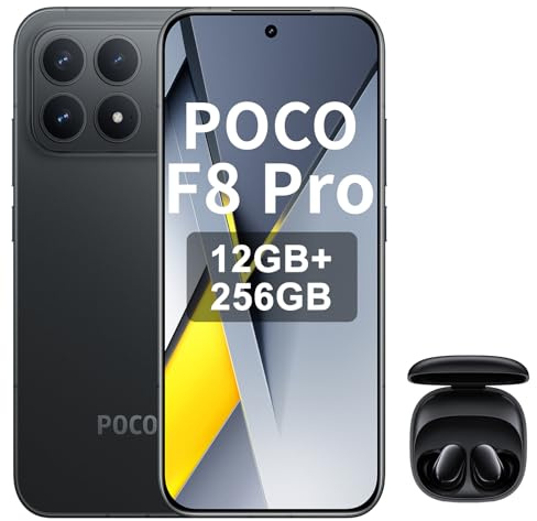 XIAOMI Poco F8 Pro 5G Smartphone, 12 + 256 GB, Dreifachkamera mit 50 MP mit OIS, 120 Hz AMOLED-Display, Snapdragon 8 Elite, Schwarz,Included Earphone