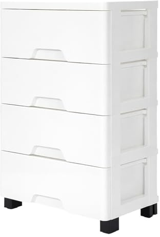 ARATERVIO Schubladen-Aufbewahrungsschrank – stapelbare & Faltbare Aufbewahrungsbox mit ausziehbaren Schubladen, Organizer für Kleiderschrank, Küche, Büro & Haushalt (Weiß, 4-Tier)