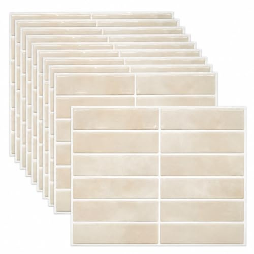 Azulejos Adhesivos Cocina y Baño 3D, 10 Piezas 22,9 x 29 cm Adhesivos para Azulejos Impermeables y Resistentes a las Manchas, para Pegatinas de Pared de Cocina y Baño