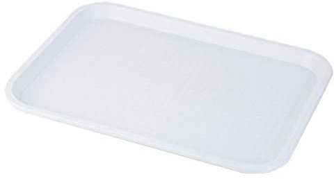 Ototon Plateau de Service Déjeuner Rectangulaire en Plastique Antidérapants Plat à Fruits Dessert pour Support d'Assiette Restauration Cuisine 35 * 27cm (Blanc)