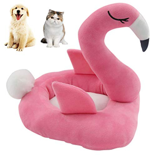 Katzenbett Hundebett Hundekissen Hundesofa Plüsch Flamingo Haustier Bett Weich Warm Für Den Schlaf Haustier Kissen Winter Plüsch Beruhigendes Hundebett, Selbstwärmendes Welpenbett,Rosa,L