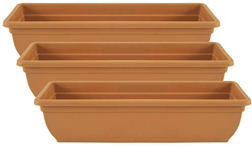 Muddy Hands Set of 3-60cm Long Terracotta Trough Plant Pot Plastic Planter Indoor Home Outdoor Garden Window Herb Flower Box