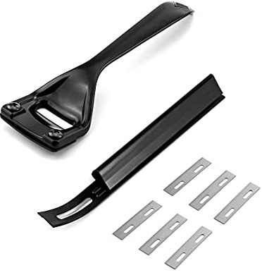 QWORK® Metall Leder Skiver und Curved-Form Sicherheit Beveler Skiver, Leder Peeling Werkzeug mit 6 Ersatzklinge für Leder Handwerk DIY und Lederherstellung
