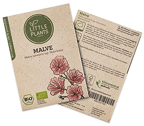 Little Plants BIO Malve Samen, 200 Malvesamen, hohe Keimrate, 100% Natürlich, BIO Samen Malve für Blumengarten Blumenbeet Hochbeet – BIO Blumensamen Blumenwiese Nachhaltig