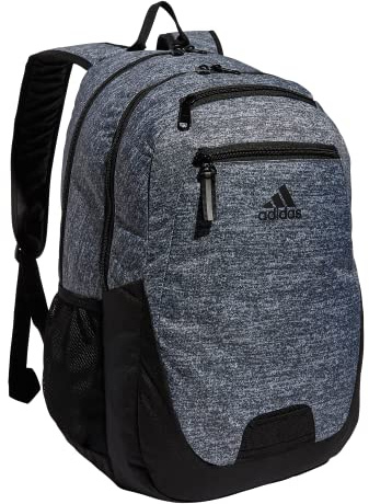 adidas Unisex's Foundation Backpack (38l) Durable Large Athletic Student Laptop Book Bag for Boys/Girls, Jersey Onix Grey/Black, One Size