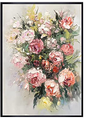 tymhrs Acrylbild,Handgemaltes Blumenkunstwerk,Messerpalette Dickes Strukturiertes Weißes Blumenz