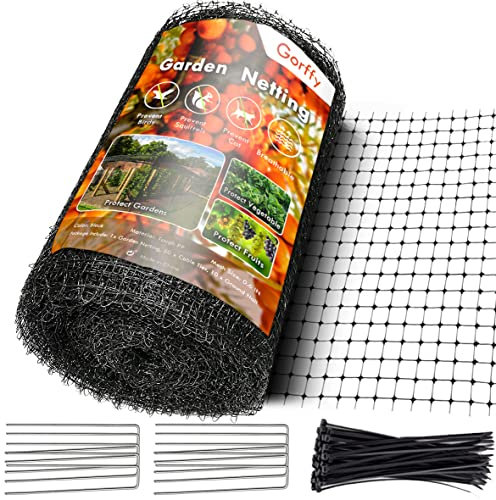 Gorffy Garden Netting, 2.1m x 20m Bird Netting for Garden, Protects Vegetables, Plants & Fruits, Includes 50 Cable Ties & 10 Ground Pegs