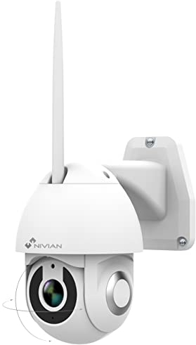 NIVIAN Telecamera PTZ Wifi 2,4Ghz-Half4K-Movimento da remoto 360º con Autotracking e rilevamento di persone-Visione notturna -Telecamera esterno -Compatibile con Alexa, Google Home e APP Tuya