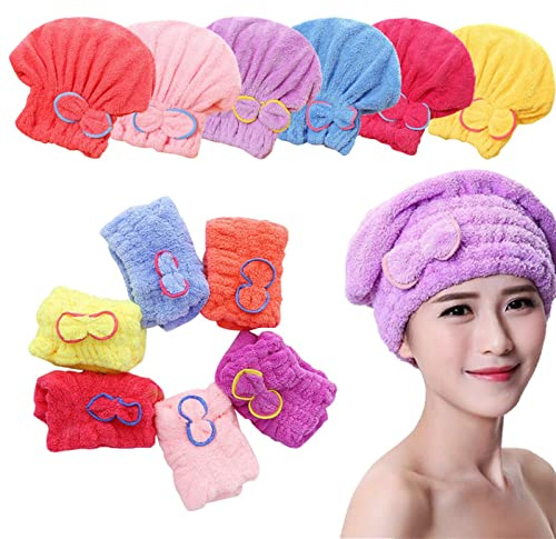 6 st hårtorksduk damer huvudhandduk supervatten absorberande hårturban rosett mjuk huvudduk dusch korall fleece handduk torr hårmössa förtjockad handduk